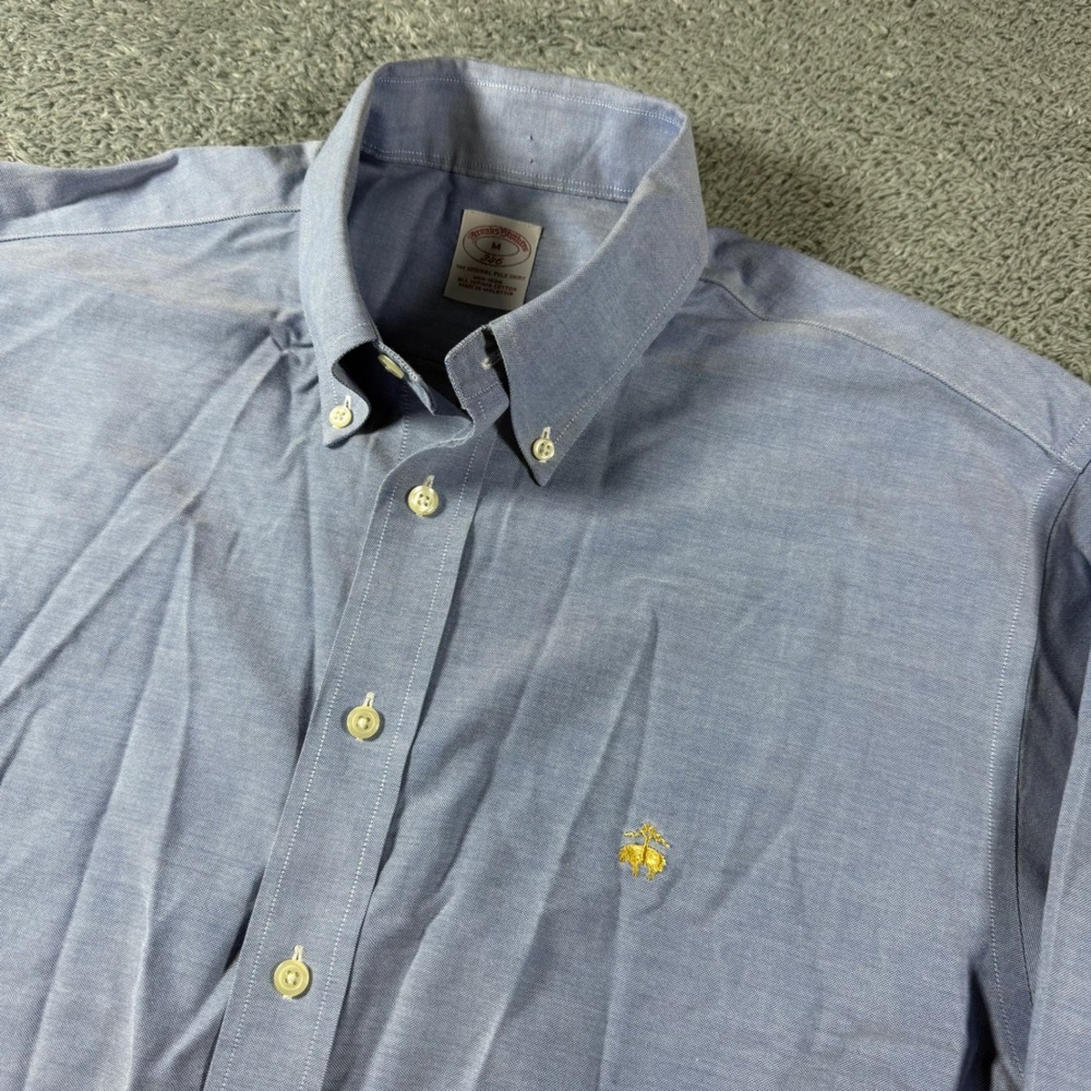 Brooks Brothers Oxford Button Down Shirt Mens M Blue Non-Iron Supima Cotton